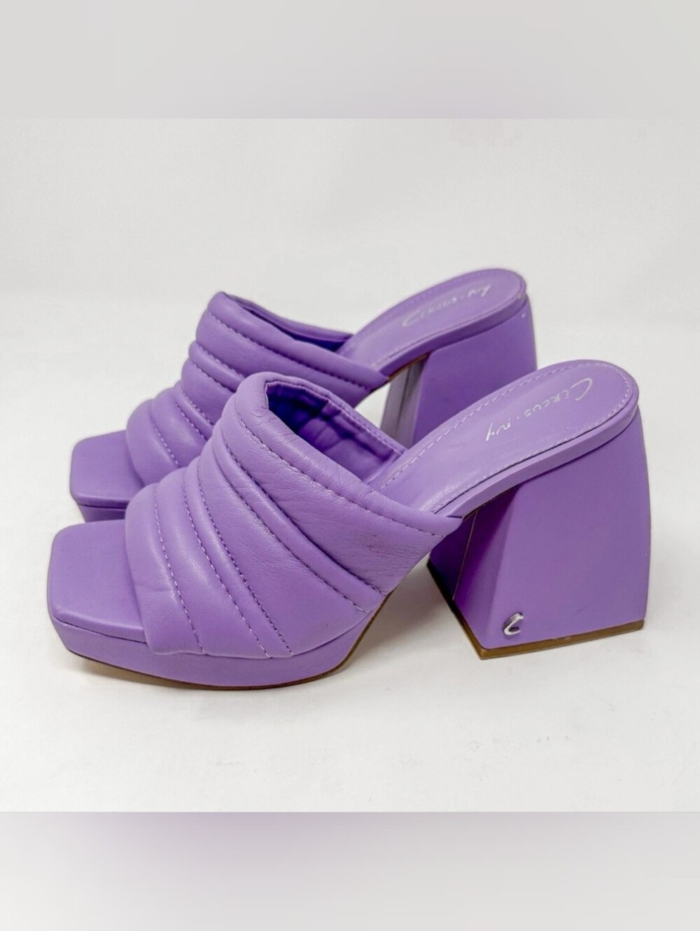 NWB Circus by SamEdelman MARLEY Platform Mules Block Heels Vibrant Lilac Sz 9M